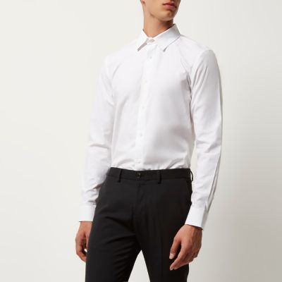 White jacquard slim fit shirt